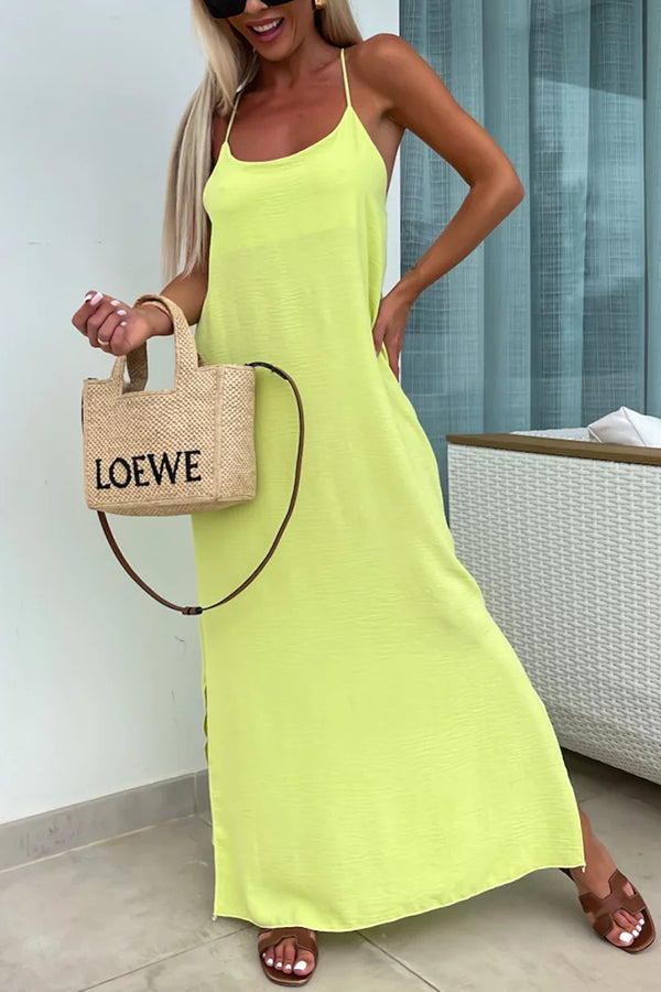 Myriam | Robe Maxi Unie Dos Nu à Bretelles