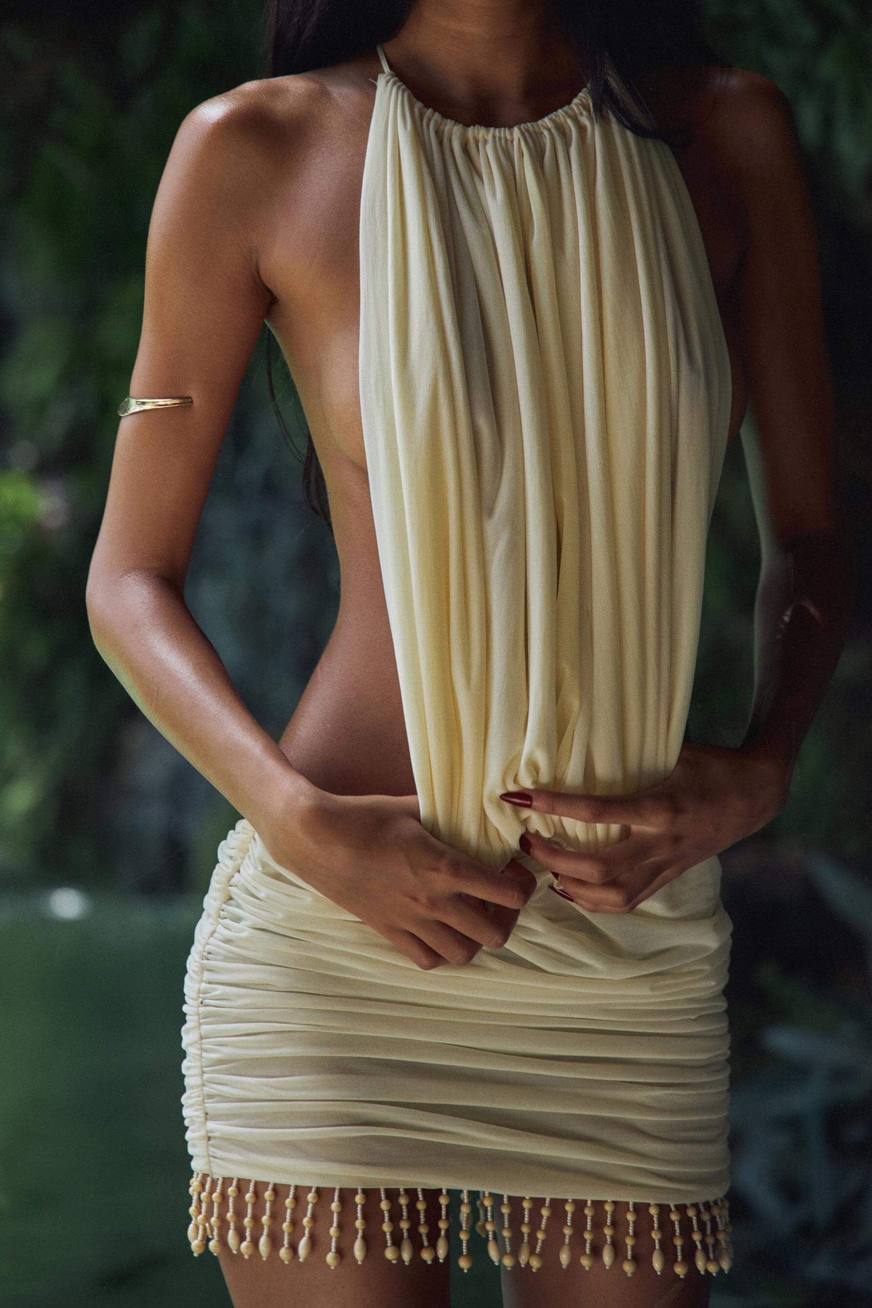 Nolwenn | Robe Drapée & Détails Perles
