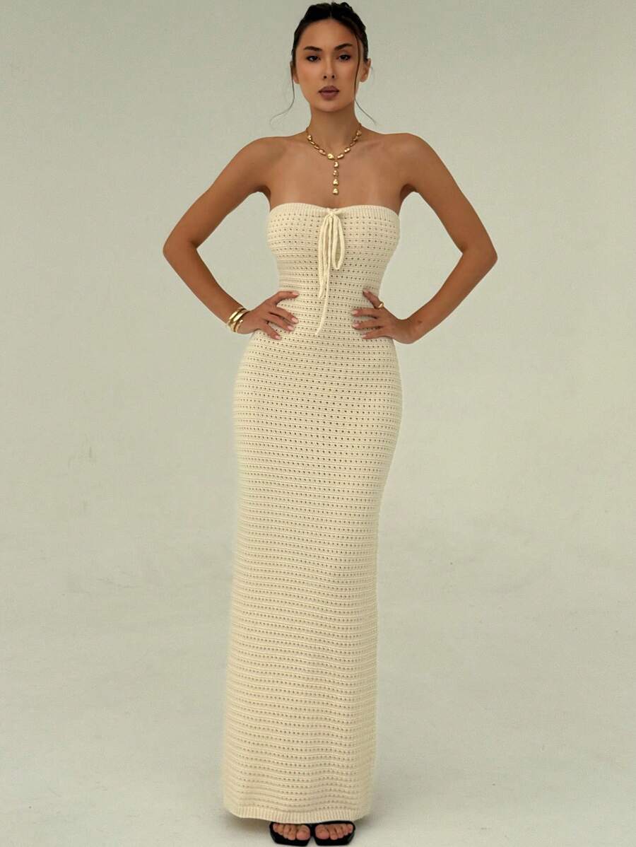 Nina | Robe Maxi Maille & Taille Sculptée