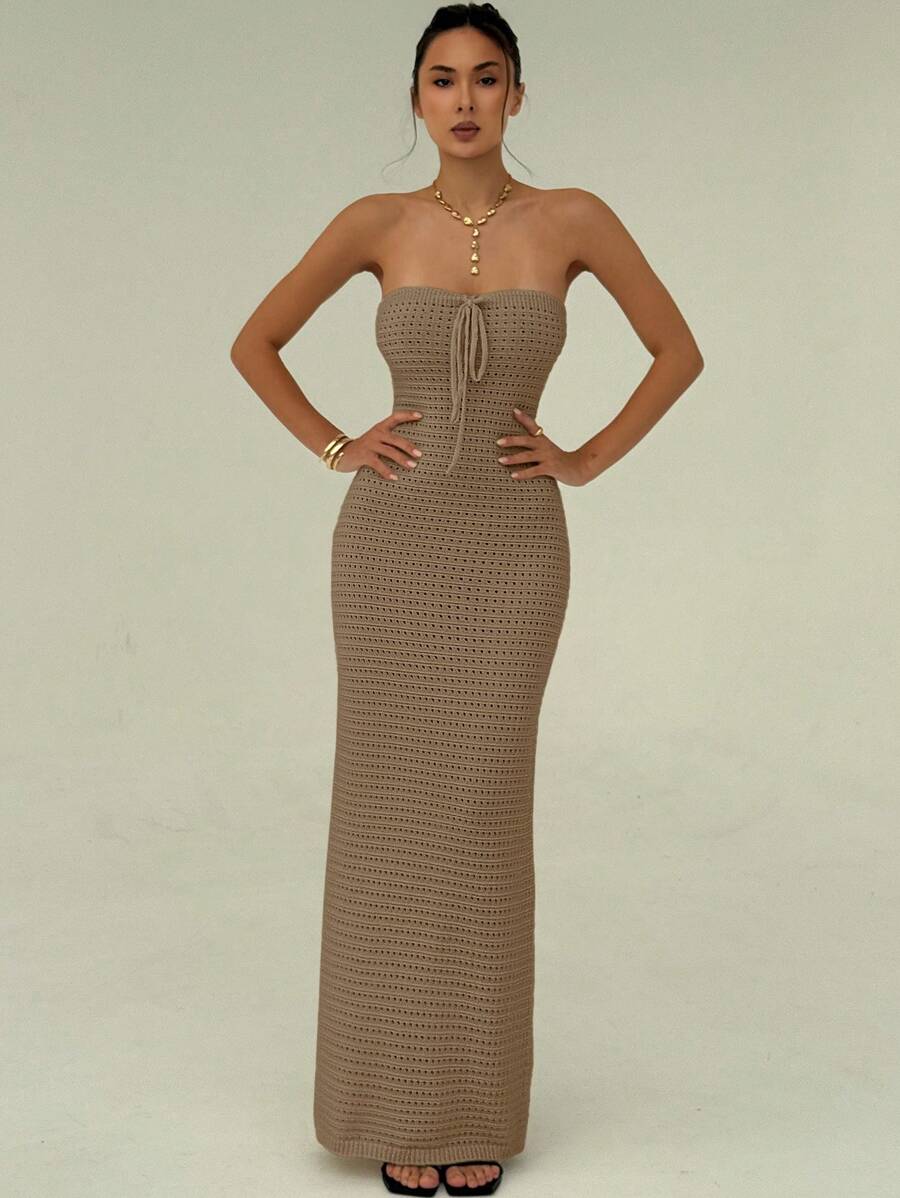 Nina | Robe Maxi Maille & Taille Sculptée