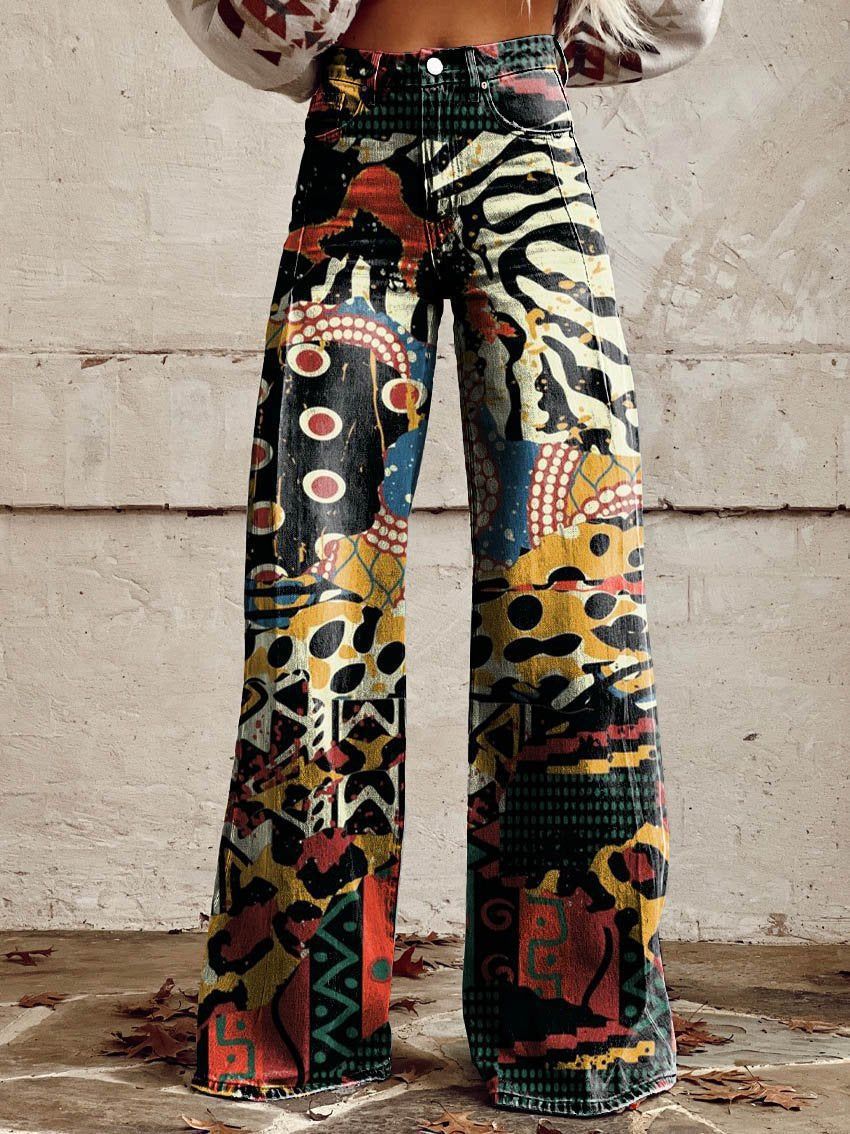 Capucine | Pantalon Large à Motif Jardin Rétro