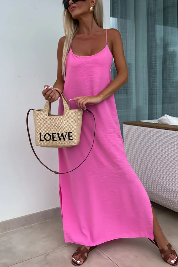 Myriam | Robe Maxi Unie Dos Nu à Bretelles
