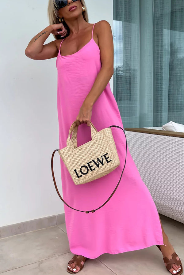 Myriam | Robe Maxi Unie Dos Nu à Bretelles