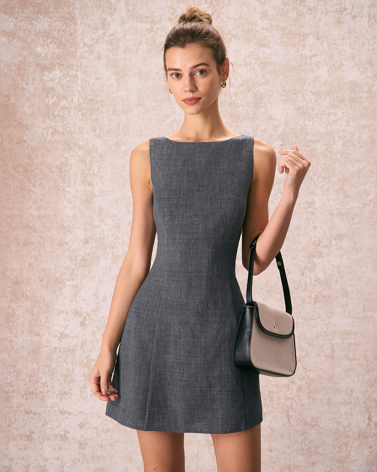 Melanie | Robe Mini Sans Manches à Col Bateau