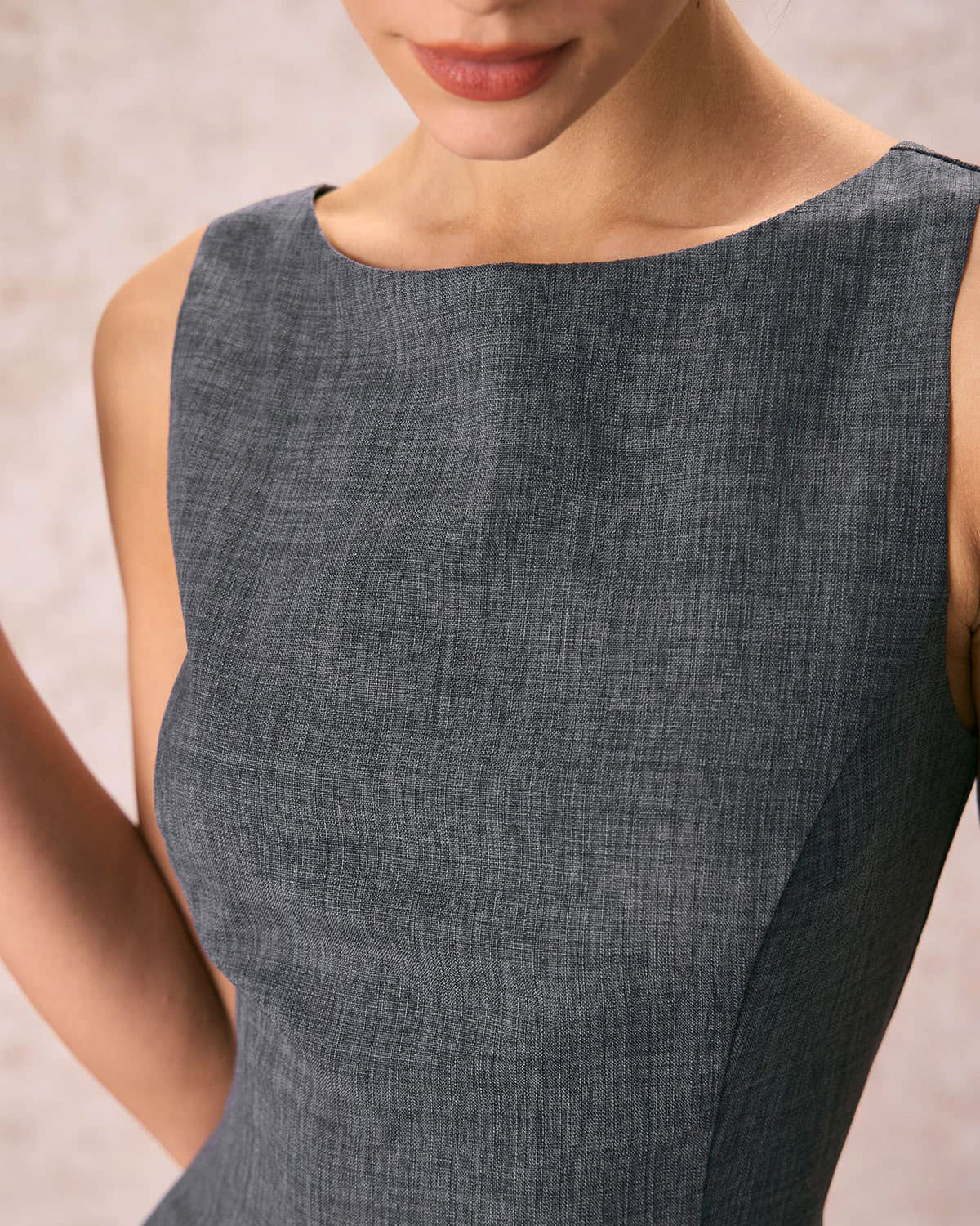 Melanie | Robe Mini Sans Manches à Col Bateau