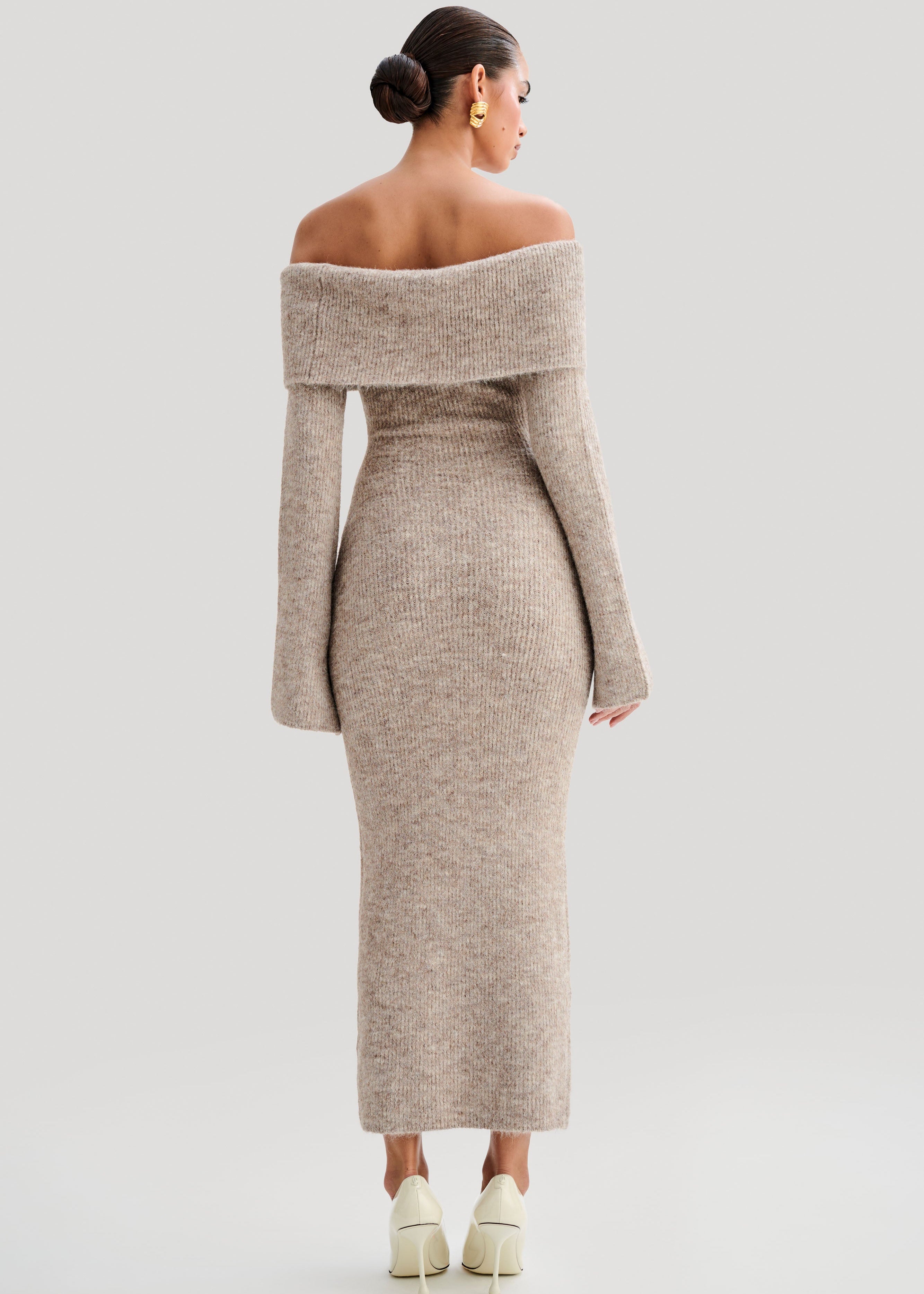 Velour | Robe Midi Épaules Dénudées en Maille
