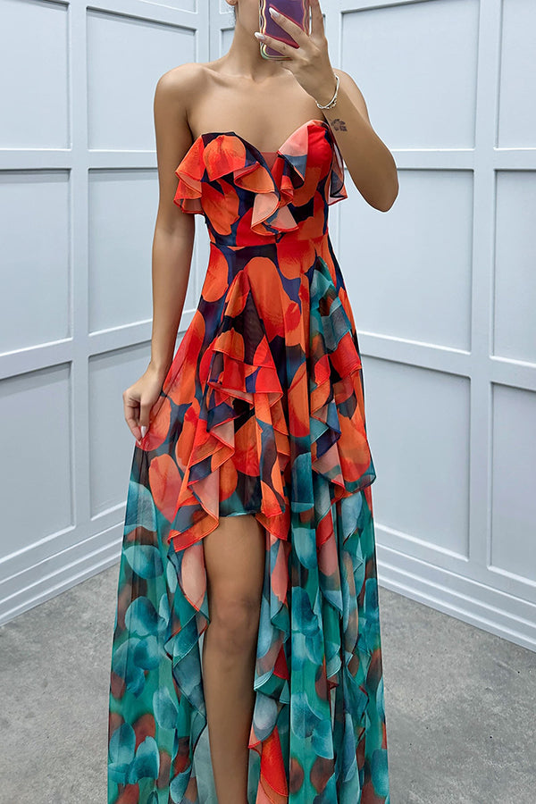 Noélie | Robe Maxi Ombrée à Volants et Fente