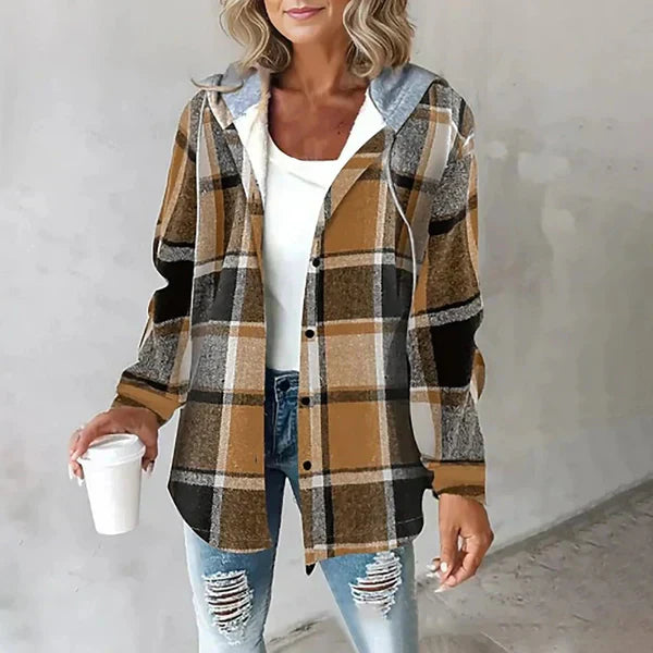 Juli™ | Veste Élégante à Revers à Carreaux