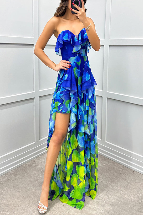 Noélie | Robe Maxi Ombrée à Volants et Fente