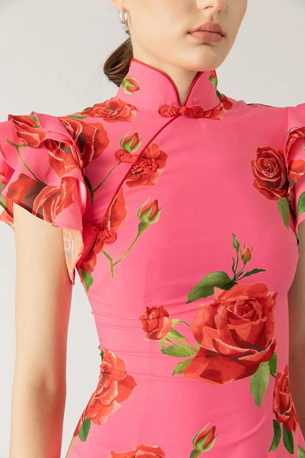 Meilin | Robe Maxi Fleurie Style Cheongsam