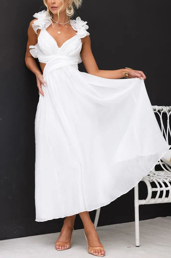 Clarisse | Robe Maxi Fleurie à Volants et Lacets au Dos