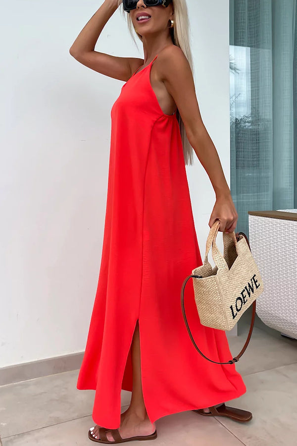 Myriam | Robe Maxi Unie Dos Nu à Bretelles