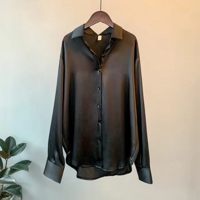 Elisa™ | Blouse Satinée à Boutons