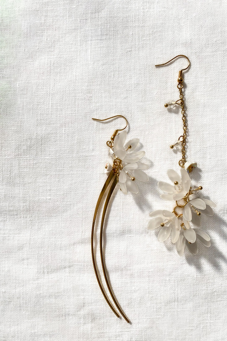 Boucles d'oreilles à perles en cascade Willah Blanches