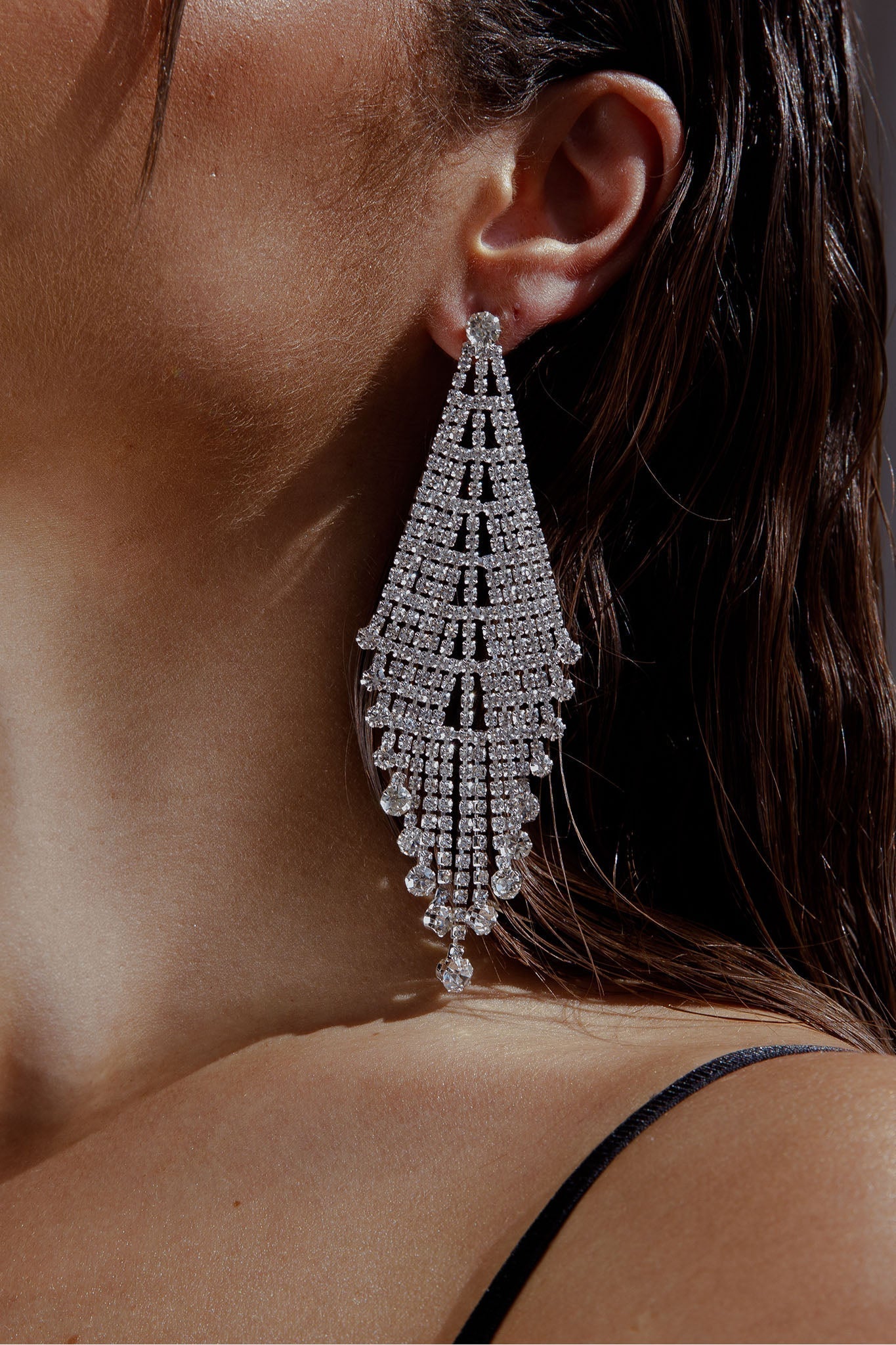 Boucles d'oreilles à frange en diamants Rani Argent