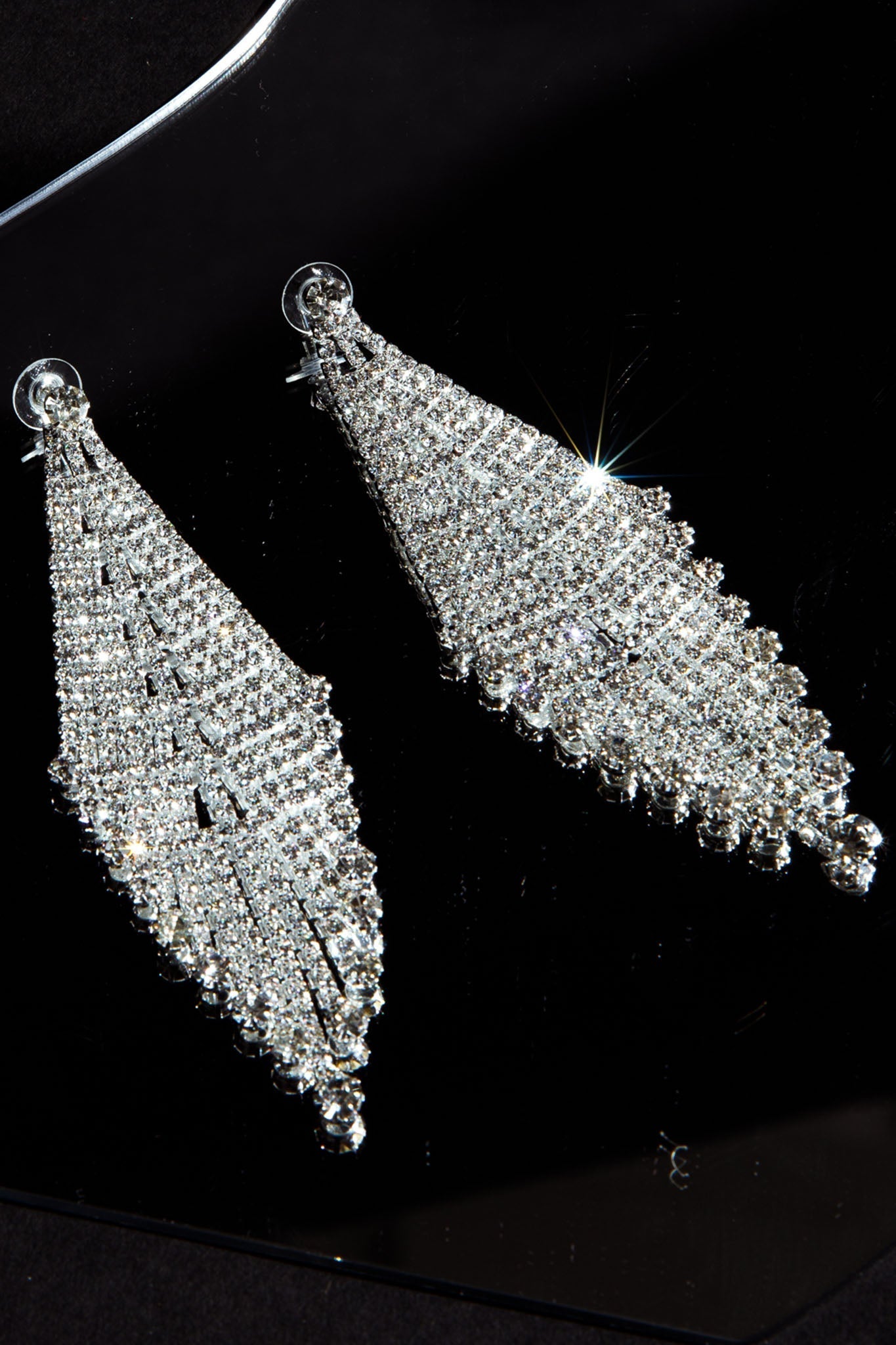 Boucles d'oreilles à frange en diamants Rani Argent