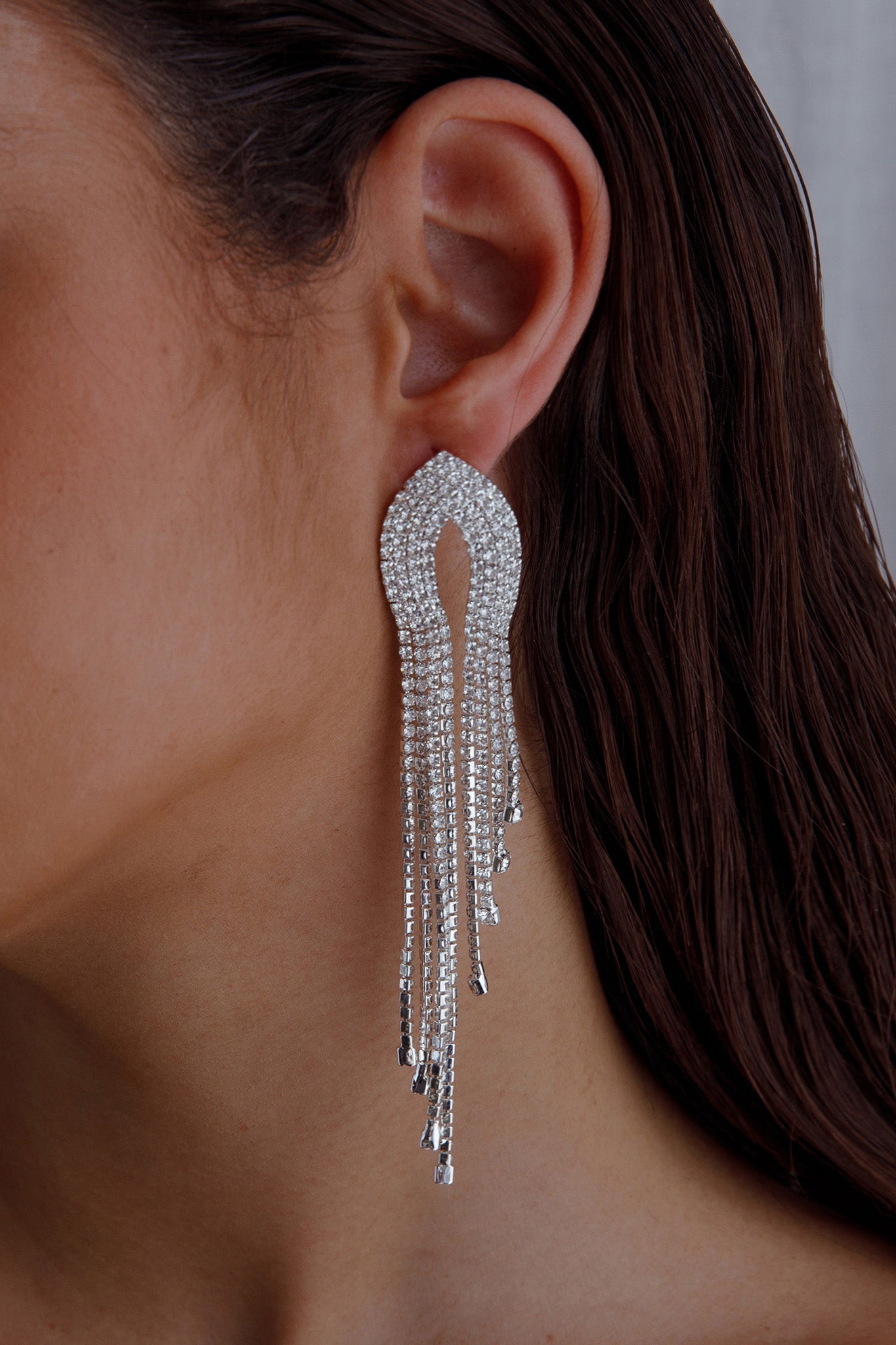 Boucles d'oreilles à frange Khloe Diamante Argent