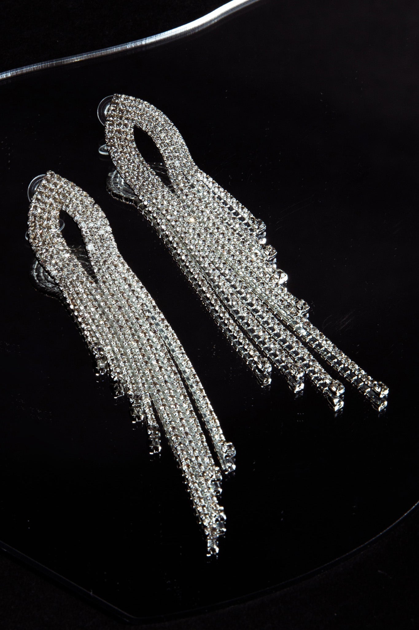 Boucles d'oreilles à frange Khloe Diamante Argent