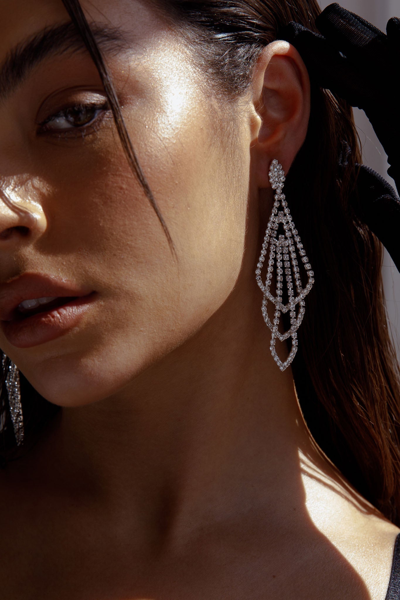 Boucles d'oreilles Chandelier Evangelina Argent