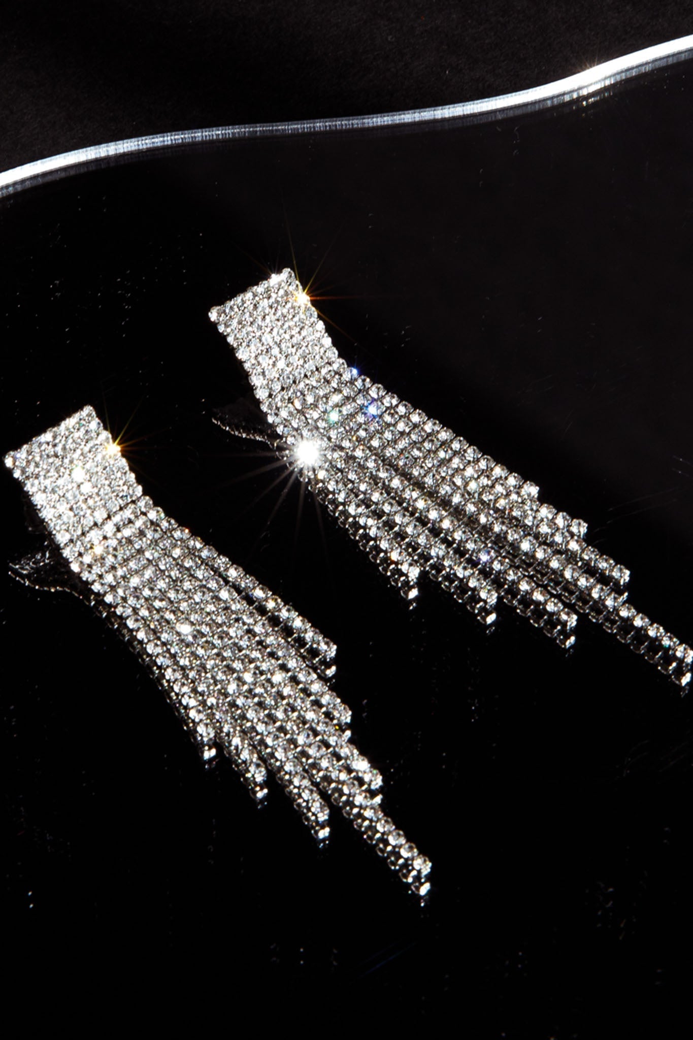 Boucles d'oreilles à franges en diamants Zarah Argent