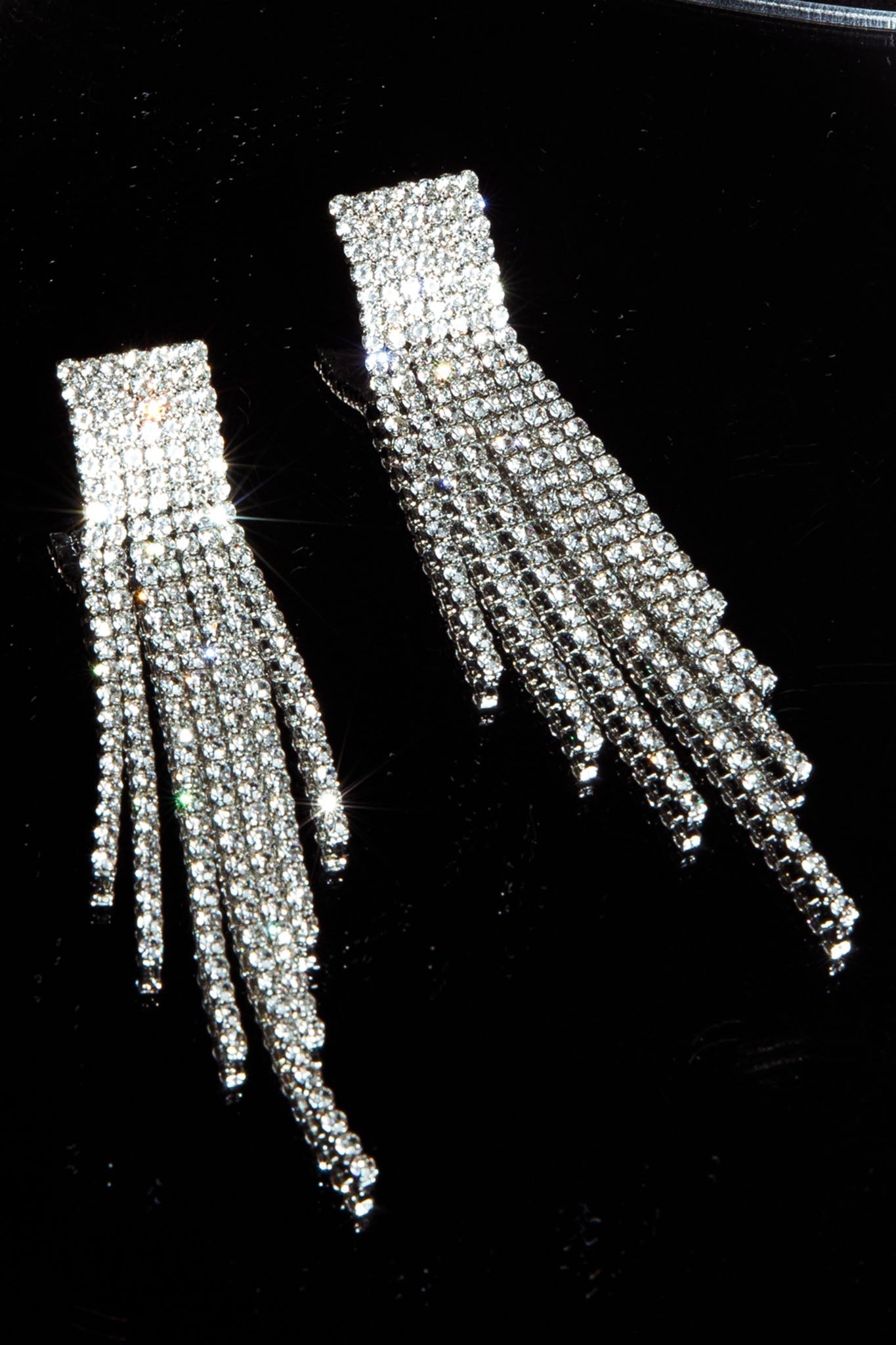 Boucles d'oreilles à franges en diamants Zarah Argent