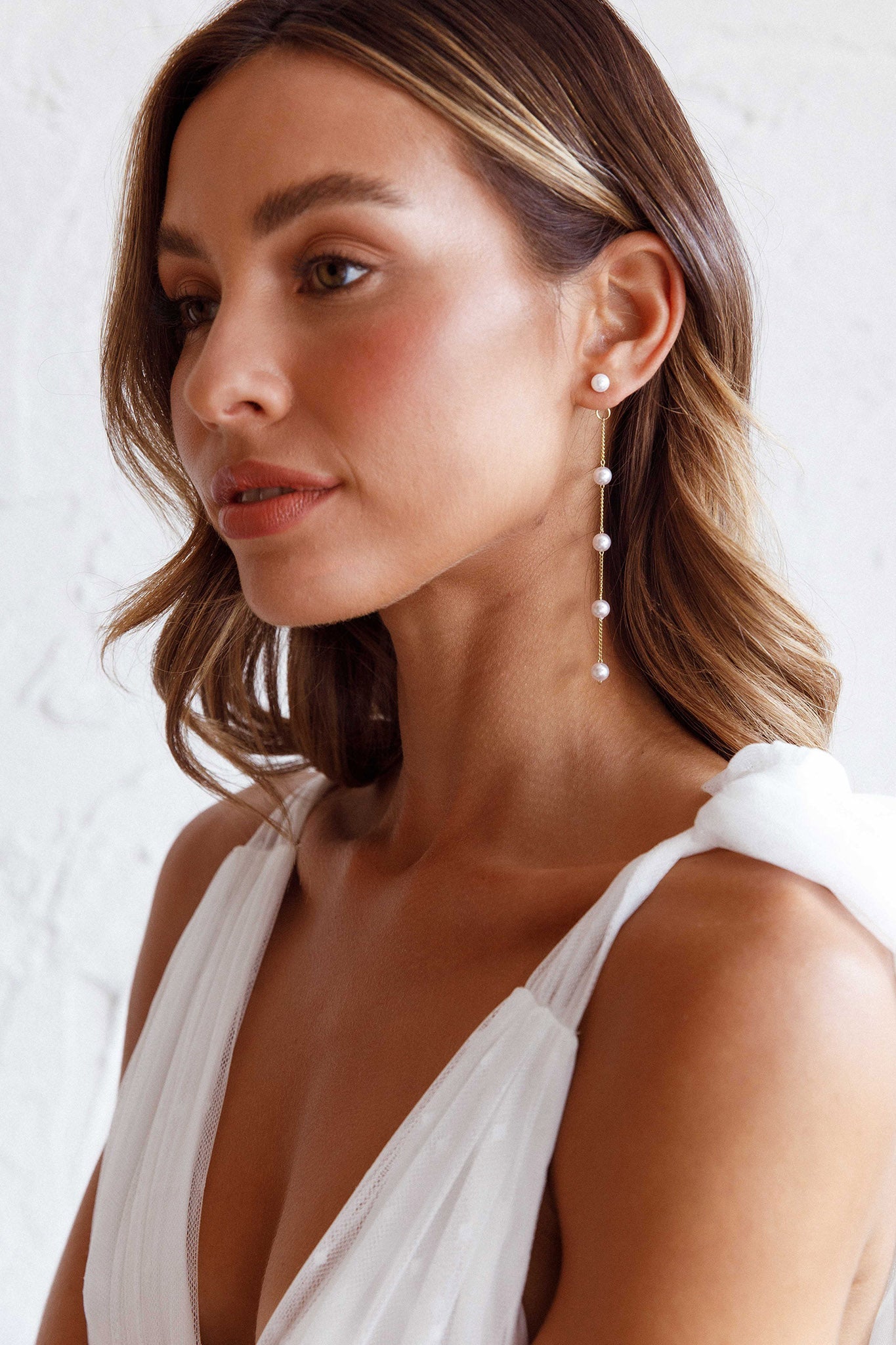Boucles d'oreilles goutte de perles Gaia en or