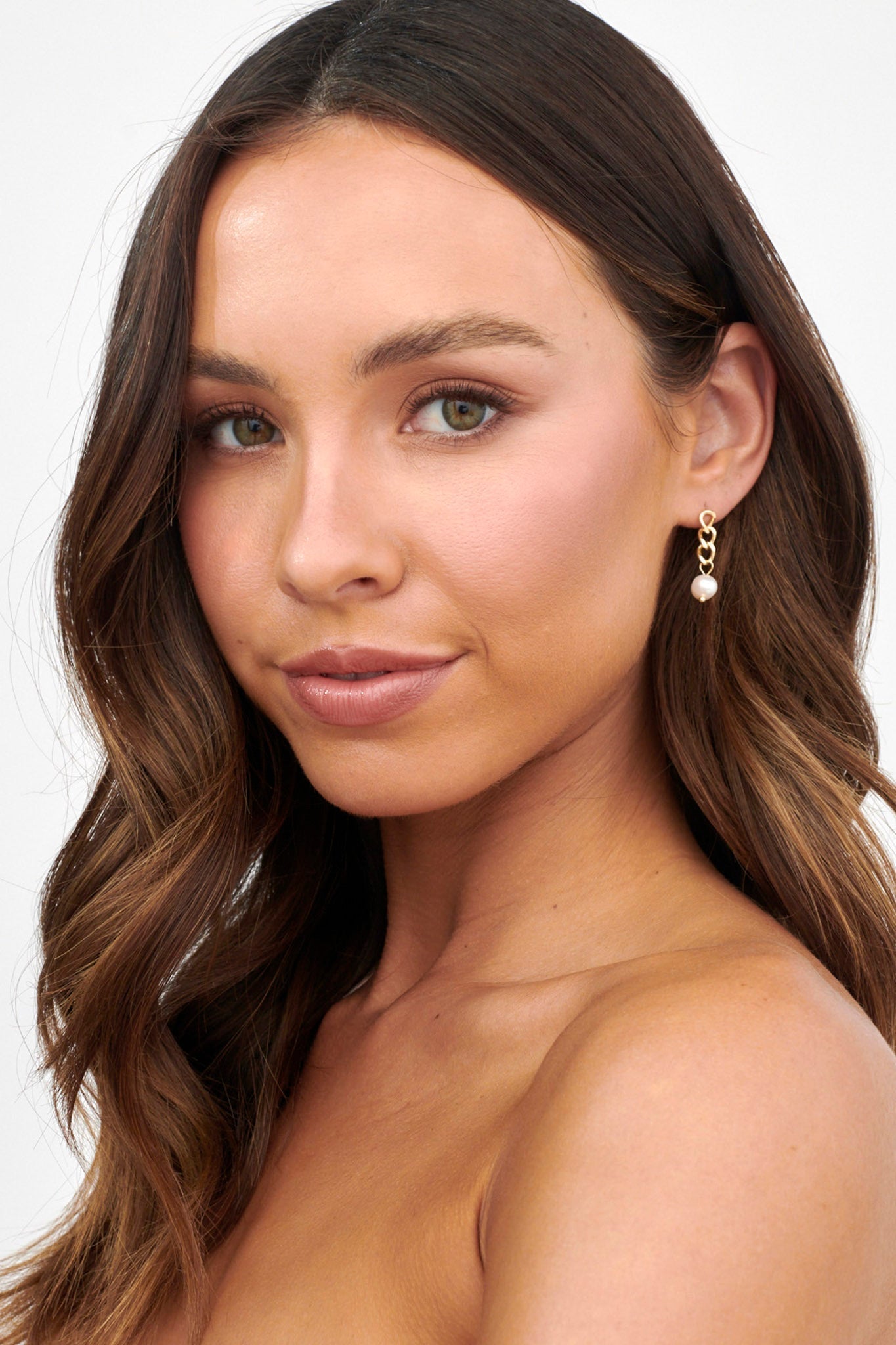 Boucles d'oreilles en chaîne avec goutte de perle Mabel Or