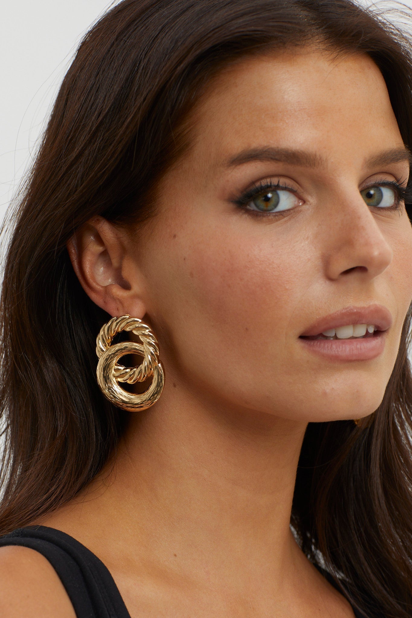 Boucles d'oreilles Myrah Large Double Cercle Or