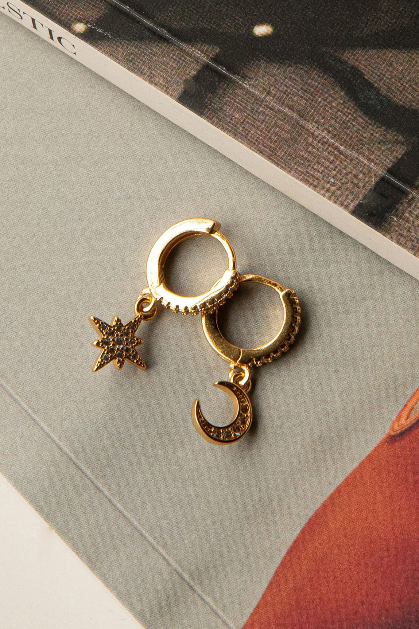 Boucles d'oreilles créoles Diamante Midnight Or