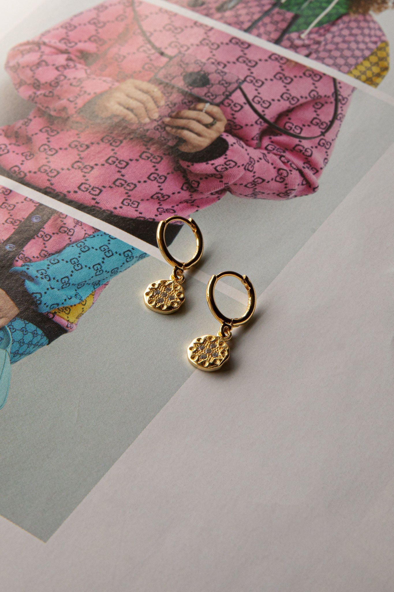 Boucles d'oreilles créoles Diamante en goutte d'or