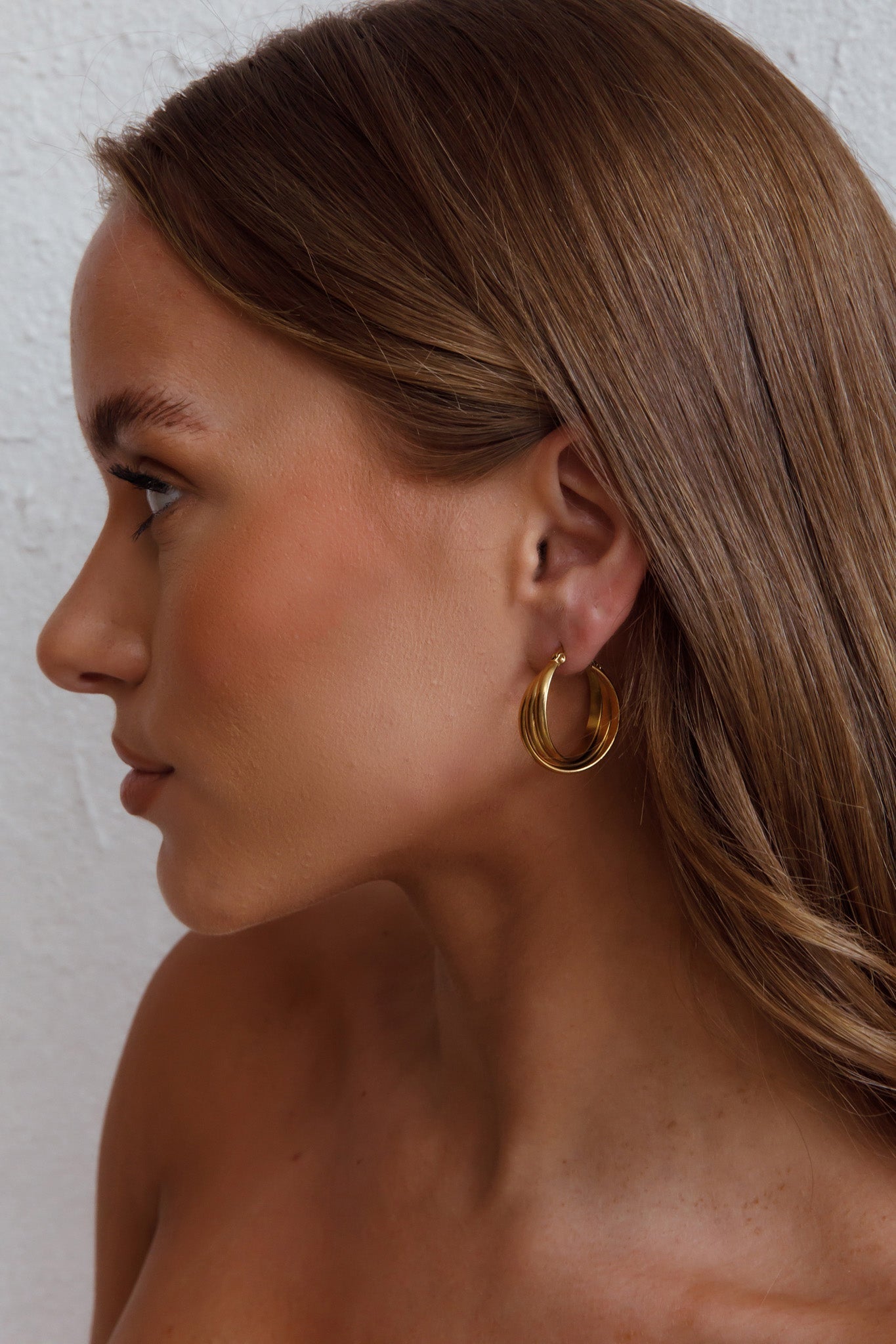Boucles d'oreilles Mona Triple Anneau Or