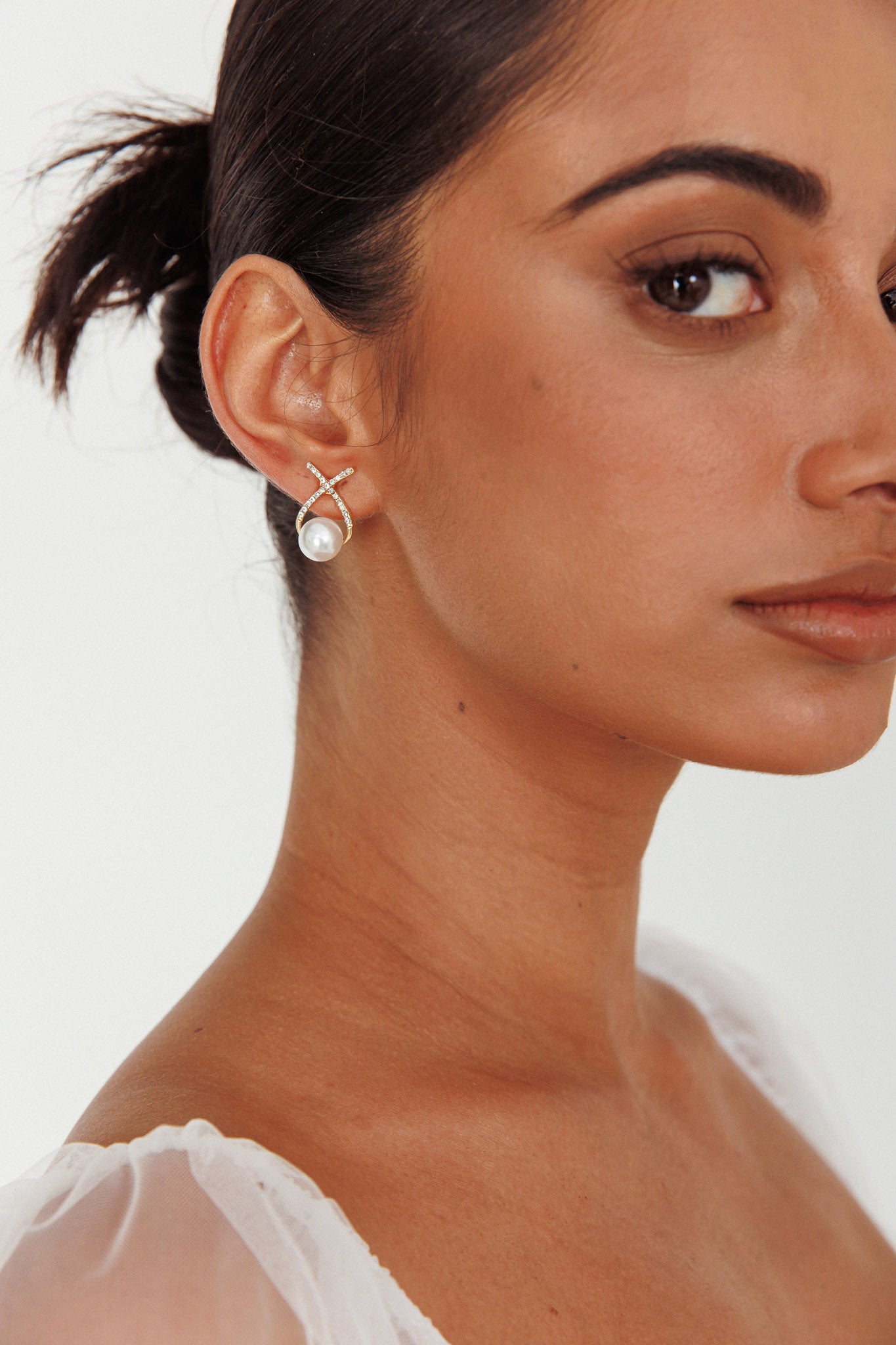 Boucles d'oreilles Aliyah Diamante X Perle Or