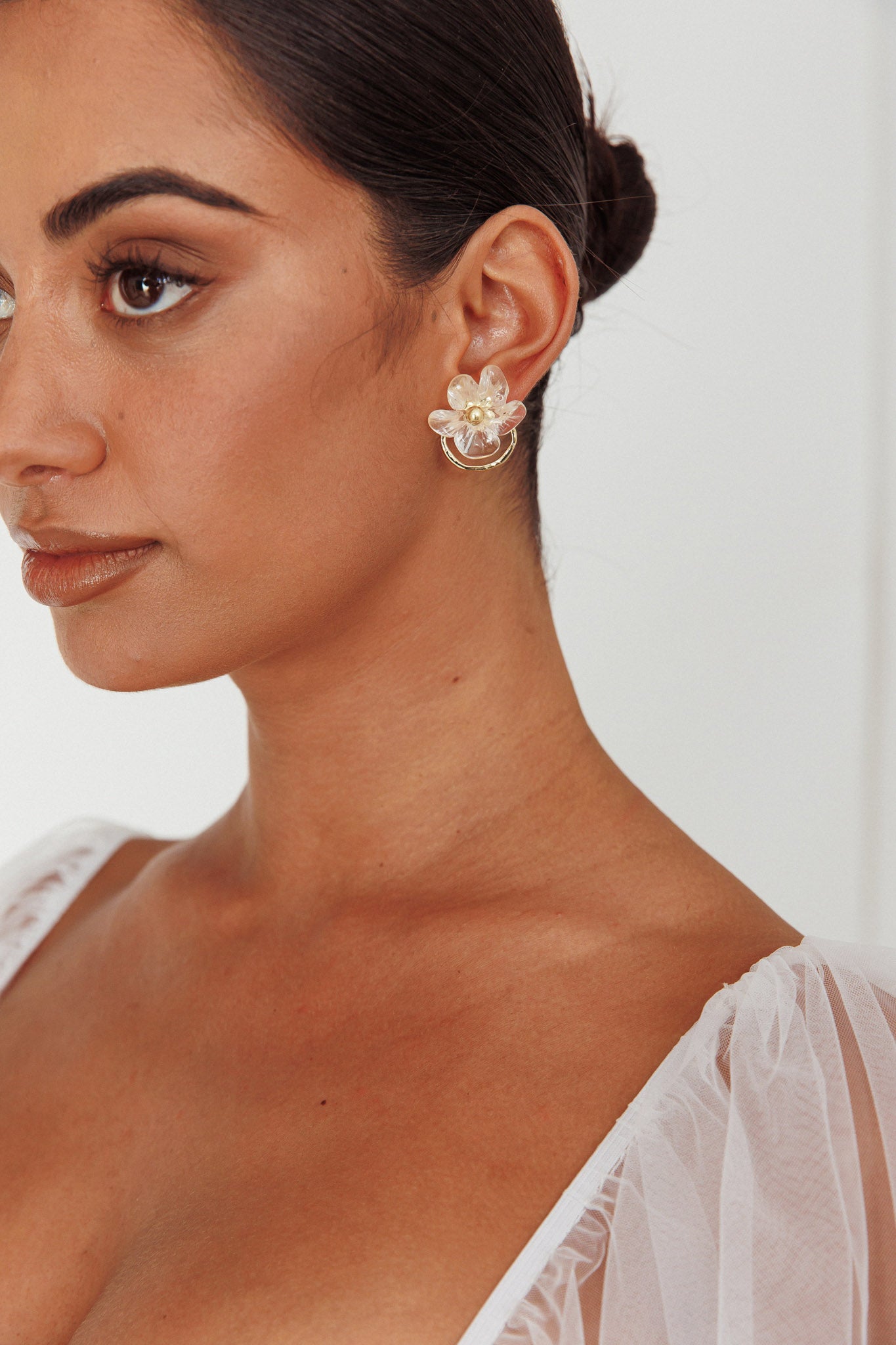 Boucles d'oreilles Andrea Clear Flower Or