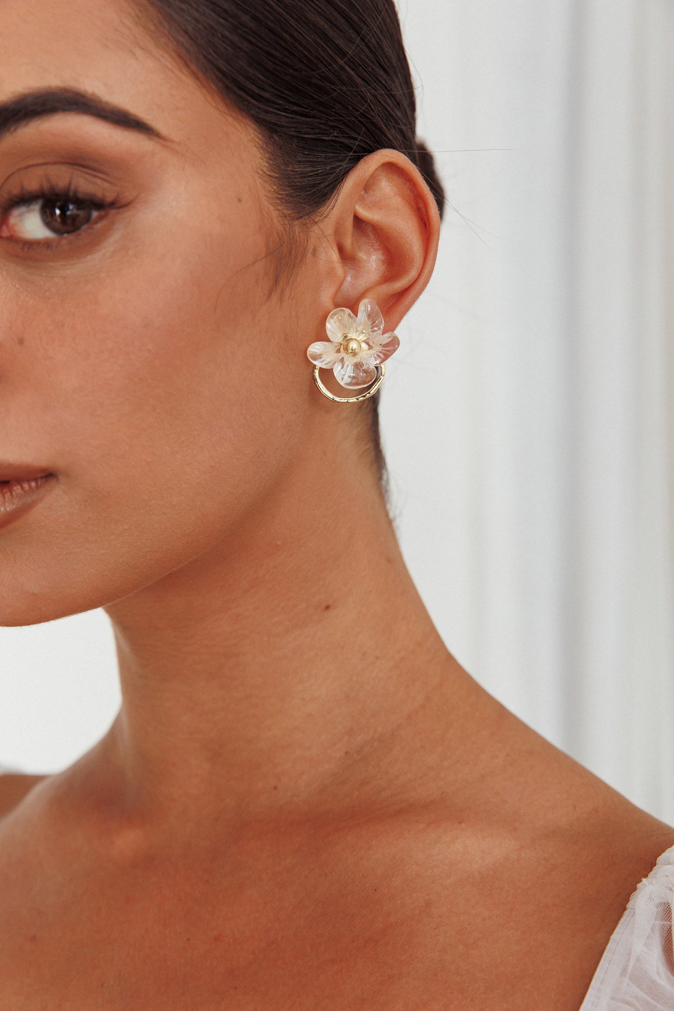 Boucles d'oreilles Andrea Clear Flower Or