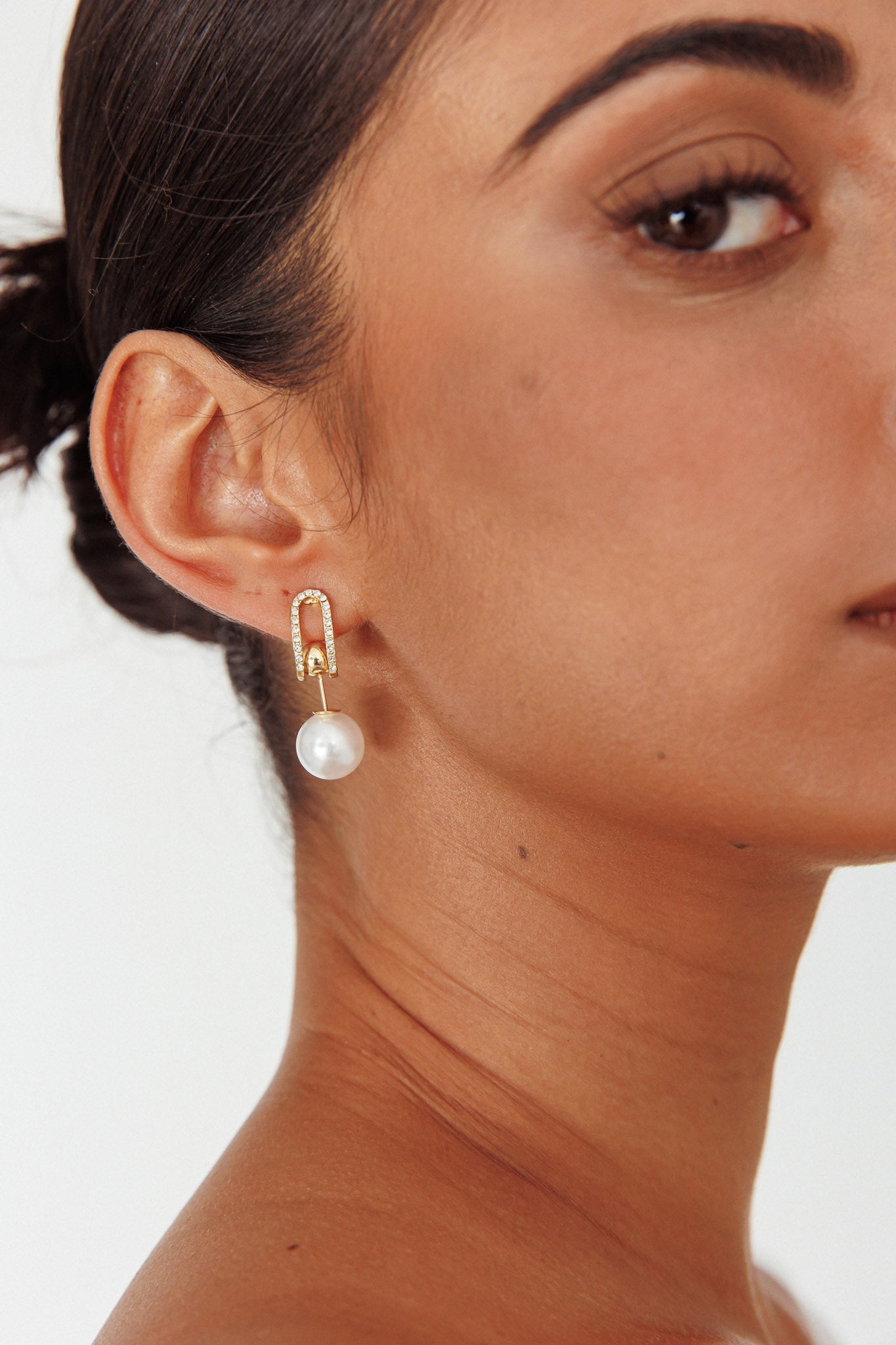 Boucles d'oreilles Maia Pearl Diamante Or