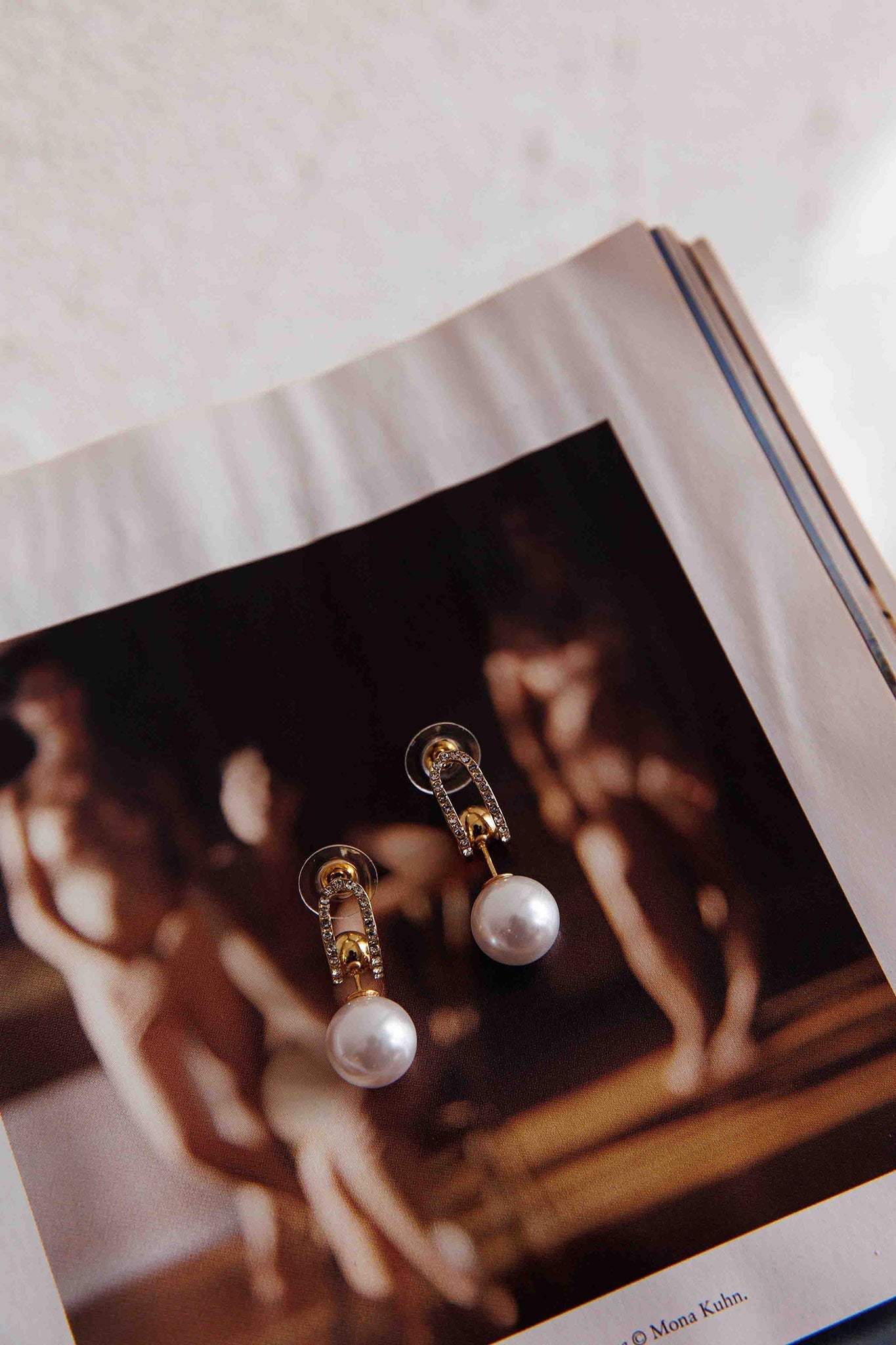 Boucles d'oreilles Maia Pearl Diamante Or