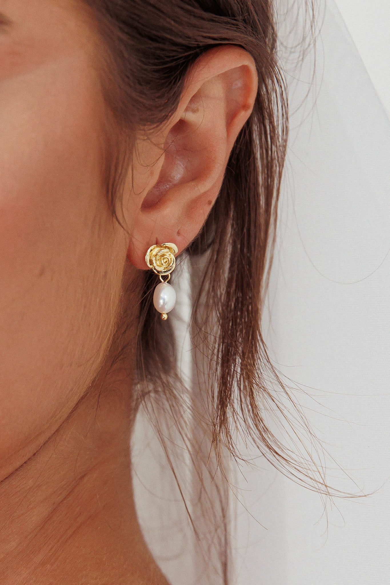 Boucles d'oreilles Le Jardin Fleur Perle Or