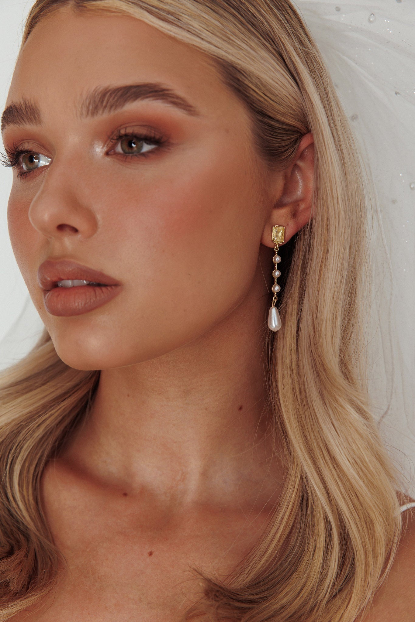 Boucles d'oreilles goutte en perles et cristaux Mercy Or