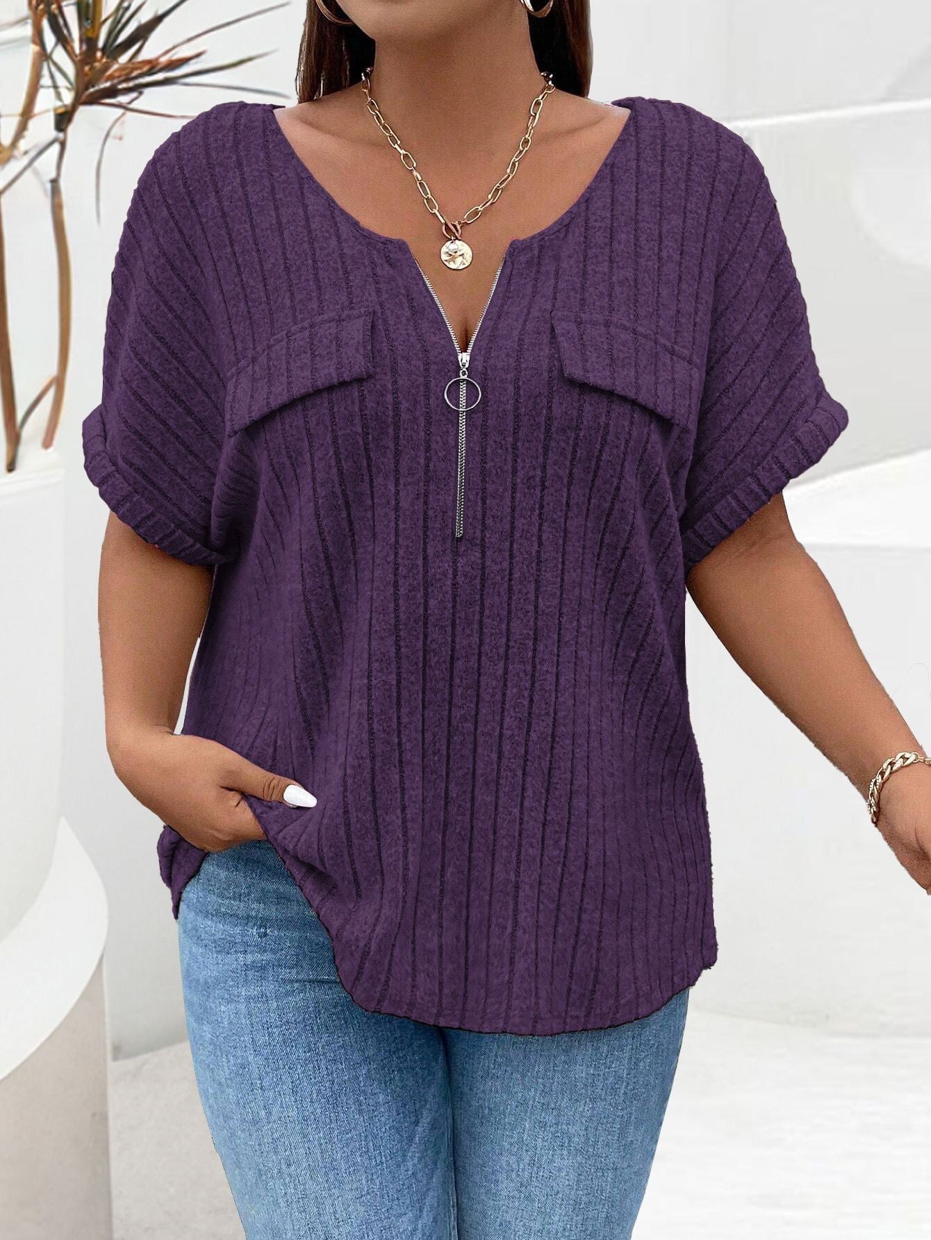 Nova™ | Pull Élégant à Col V Zippé