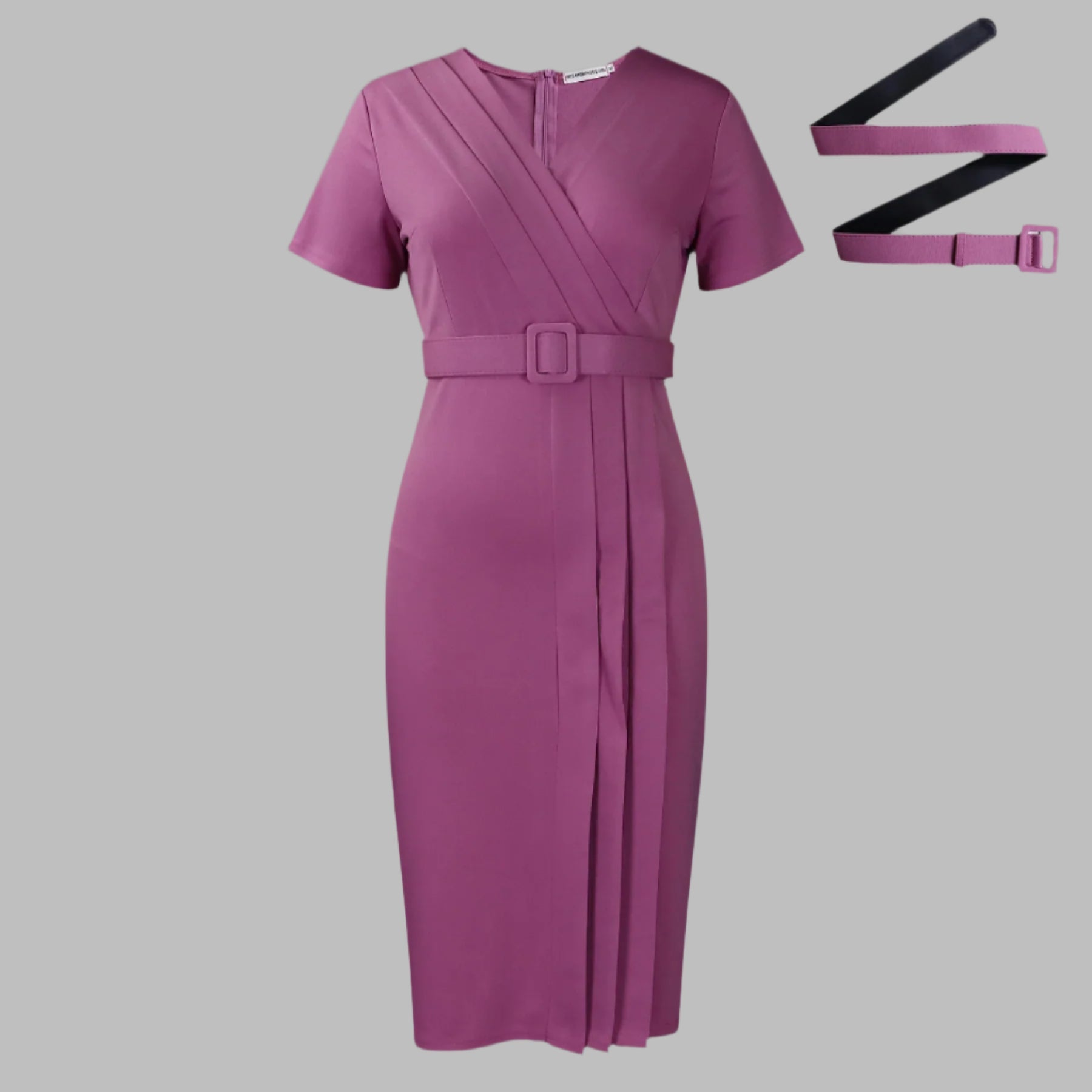 Naomi | Robe Crayon à Col V et Taille Cintrée