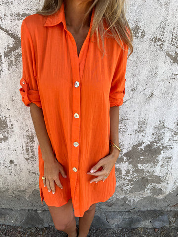 Camille | Robe Chemise Décontractée à Manches Courtes