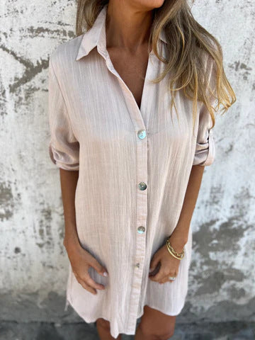 Camille | Robe Chemise Décontractée à Manches Courtes