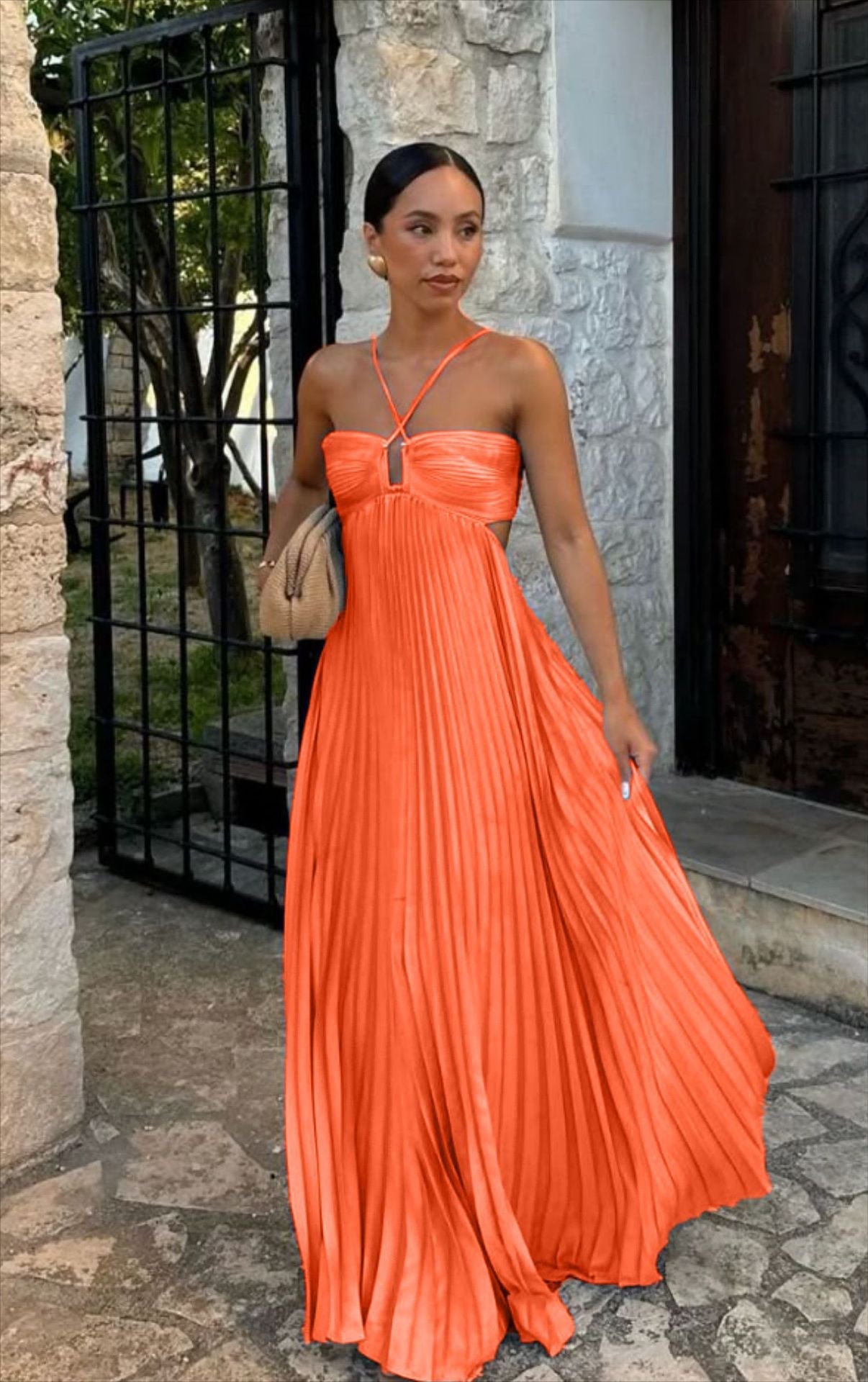 Milena | Robe Plissée & Éclat Céleste