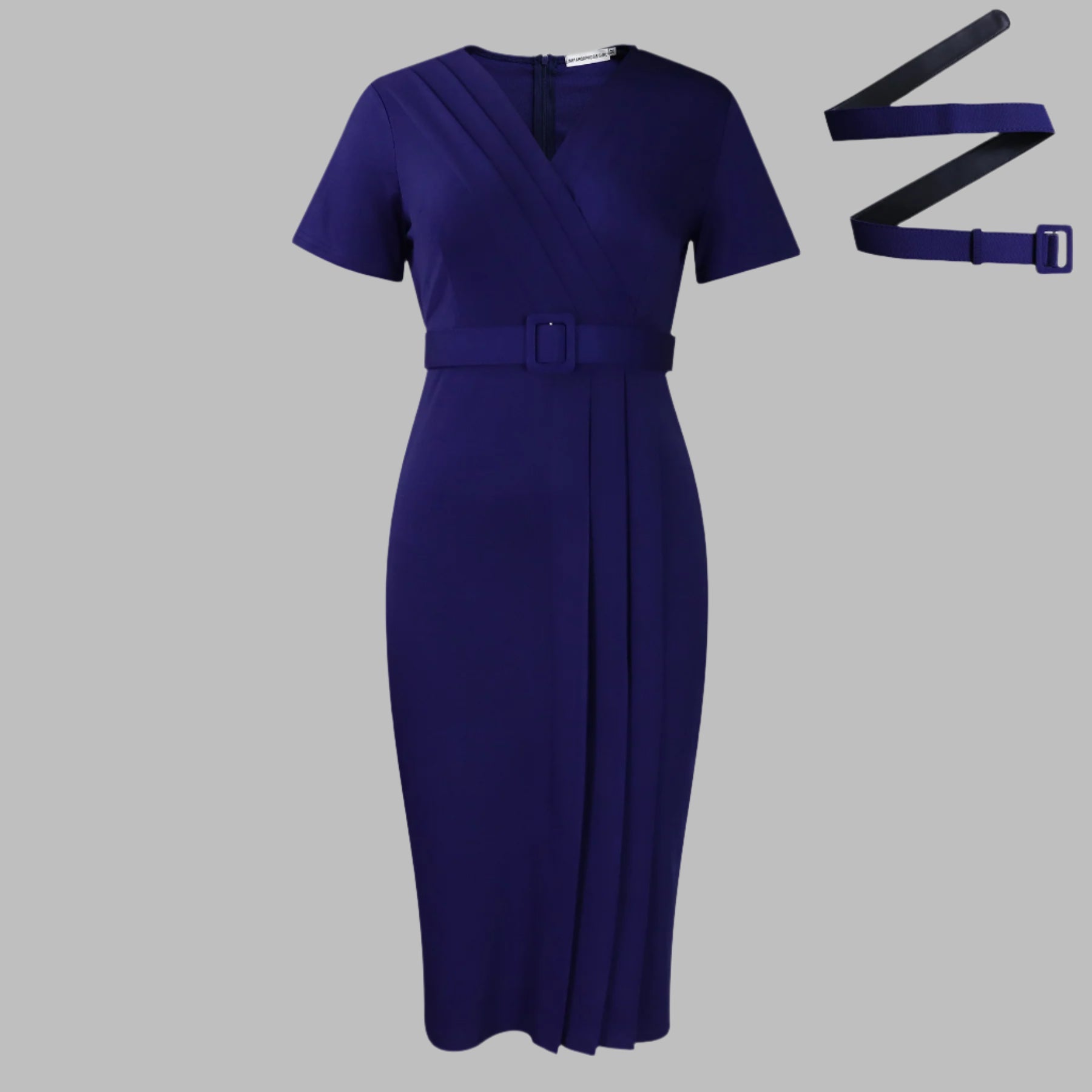 Naomi | Robe Crayon à Col V et Taille Cintrée