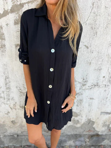 Camille | Robe Chemise Décontractée à Manches Courtes