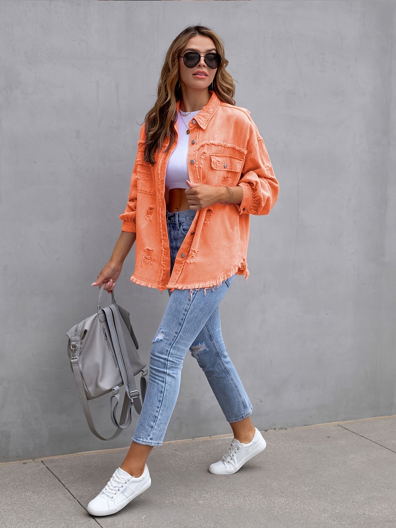Laurine | Veste en Jean Déchirée et Ample