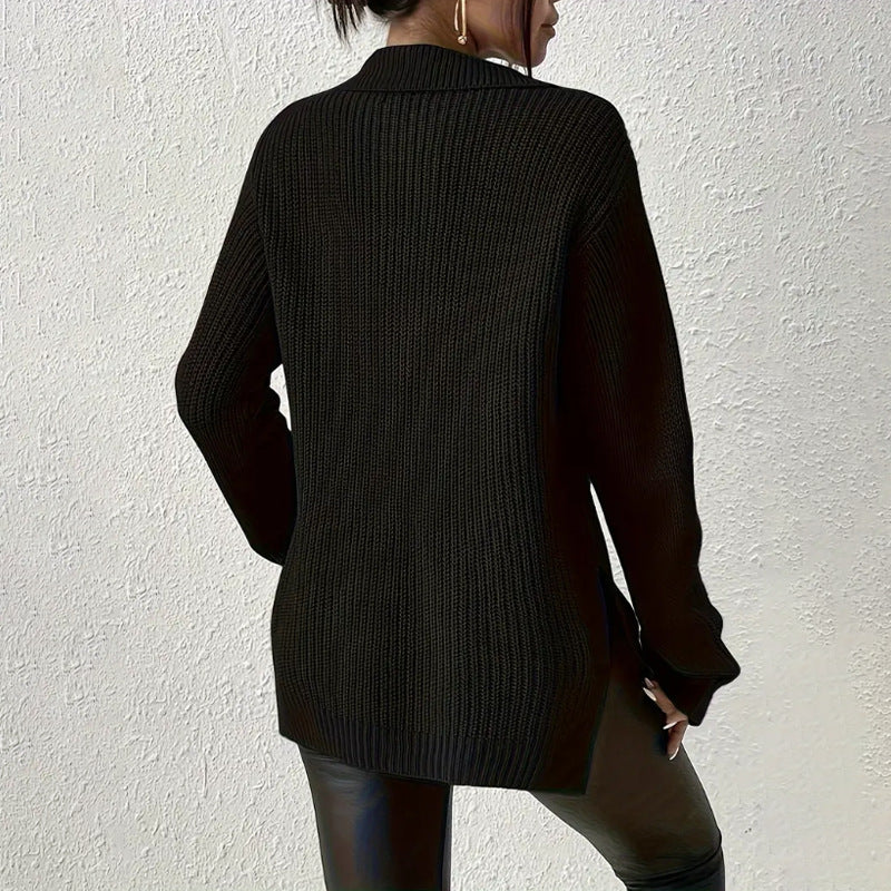 Luna™ | Pull Élégant à Col V avec Fermeture Zippée