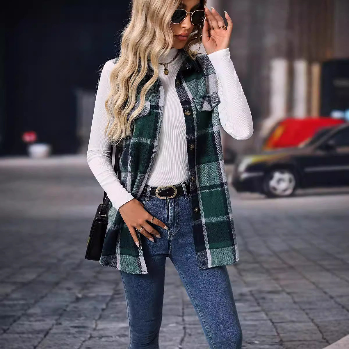 Monique™ | Cardigan Élégant à Carreaux