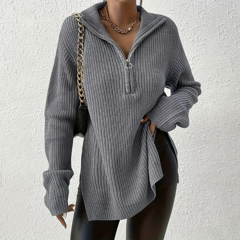 Luna™ | Pull Élégant à Col V avec Fermeture Zippée