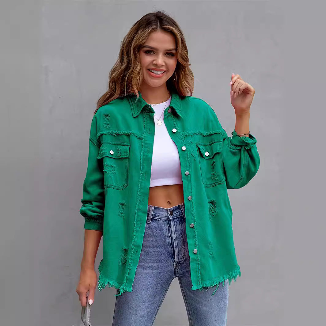 Laurine | Veste en Jean Déchirée et Ample
